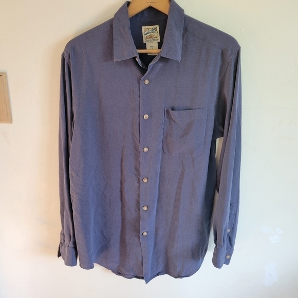 TRAVEL Smith Silk Button Down Long Sleeve Blue Medium - Picture 1 of 8